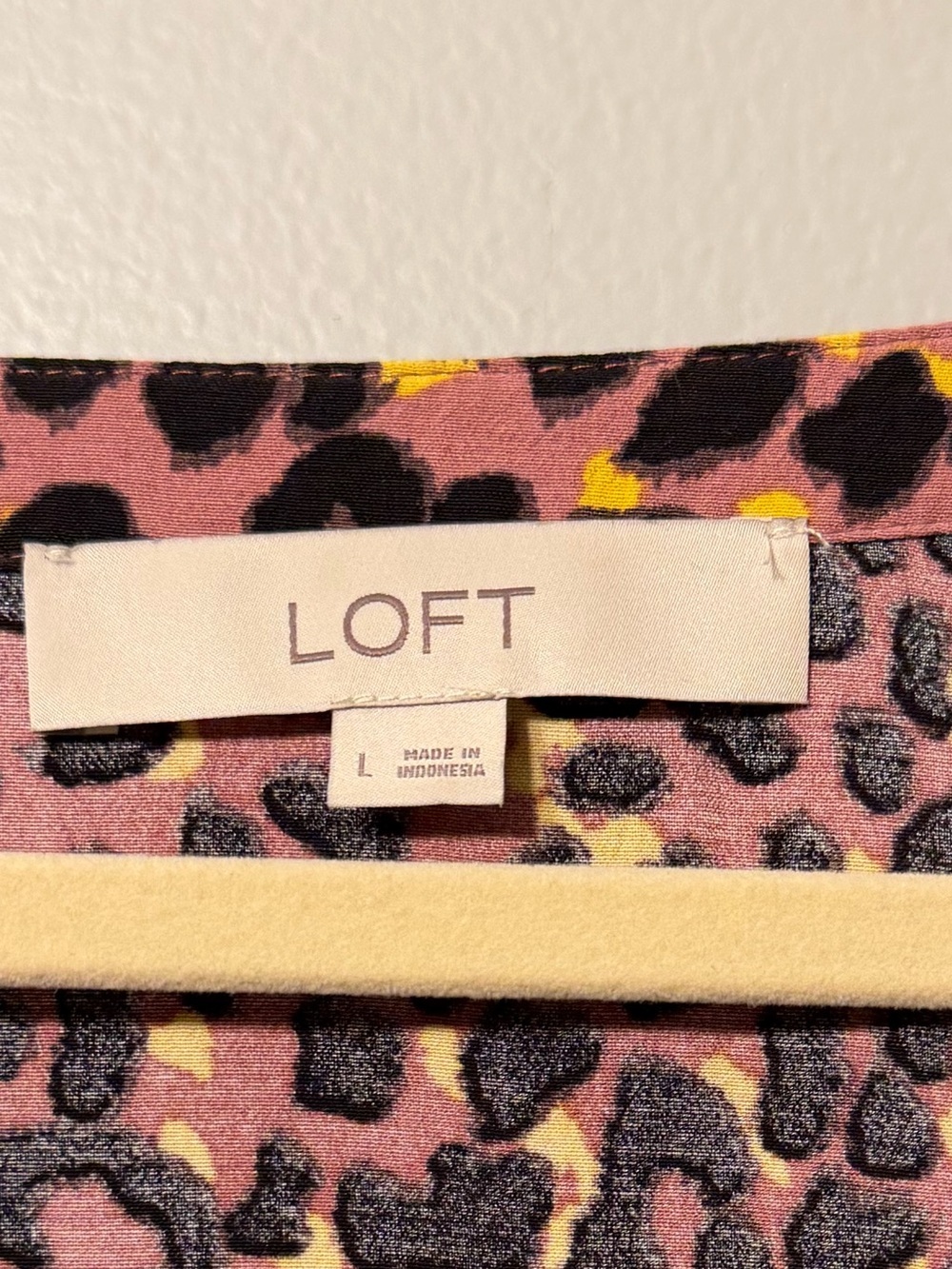 LOFT Pink Leopard-Print Long Sleeve Tiered Dress - Picture 2 of 5